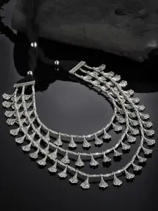 PANASH Women Silver-Toned Oxidized Layered Necklace