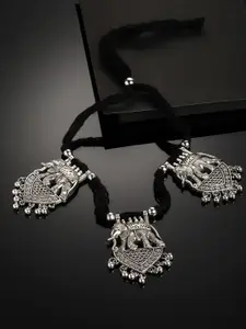 PANASH Silver-Toned German Silver Oxidised Necklace