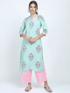 Vishudh Women Blue Floral Printed Kurta