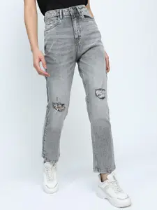 Tokyo Talkies Women Grey Mildly Distressed Heavy Fade Jeans