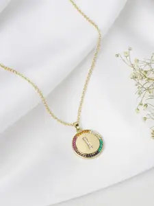 JOKER & WITCH Women Gold-Toned Alphabet I Rhinestone Necklace