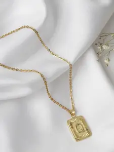 JOKER & WITCH Women Gold-Toned Alphabet Q Rhinestone Necklace