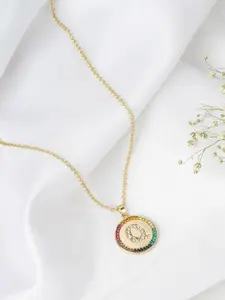 JOKER & WITCH Women Gold Toned Rhinestone Starlet Alphabet Q Necklace