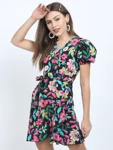 Tokyo Talkies Black Floral Mini Dress