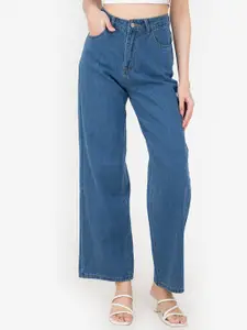 ZALORA BASICS Women Blue Straight Fit High-Rise Jeans