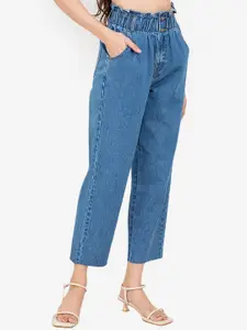 ZALORA BASICS Women Regular Fit Paper Bag Mom Jeans