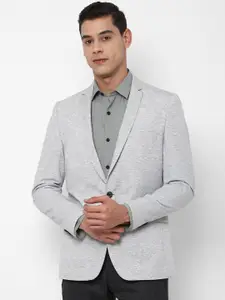Allen Solly Men Grey Textured Single-Breasted Slim-Fit Casual Blazer