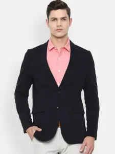 Louis Philippe Sport Men Navy Blue Solid Single-Breasted Slim-Fit Casual Blazer