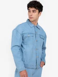 ZALORA BASICS Men Blue Windcheater Oversized Denim Jacket