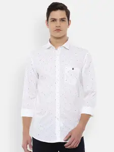 Louis Philippe Jeans Men White Slim Fit Micro Ditsy Printed Casual Shirt