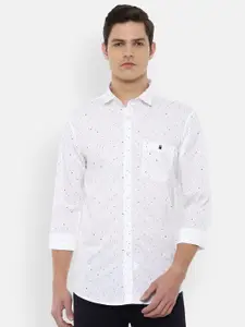 Louis Philippe Jeans Men White Slim Fit Printed Casual Shirt