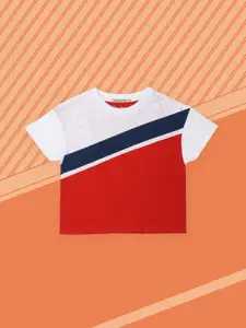 Pepe Jeans Girls White & Red Colourblocked Cotton T-shirt