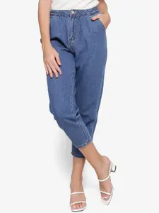 ZALORA BASICS Women Blue Tapered Fit High-Rise Jeans