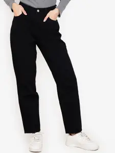 ZALORA BASICS Women Black Tapered Washed Jeans