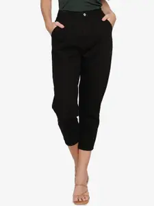 ZALORA BASICS Women Black Tapered Fit High-Rise Stretchable Jeans