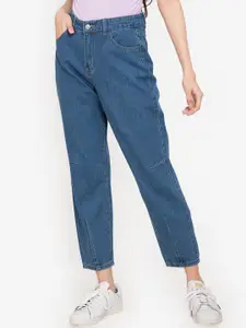 ZALORA BASICS Women Blue Tapered Fit High-Rise Jeans