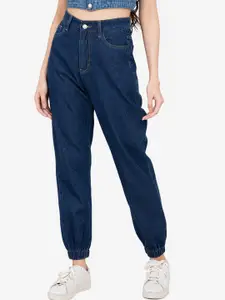 ZALORA BASICS Women Blue Mom Fit High-Rise Jogger Jeans