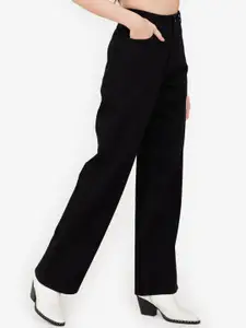 ZALORA BASICS Women Black Solid High-Rise Jeans