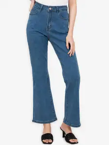 ZALORA BASICS Women Blue Bootcut High-Rise Jeans