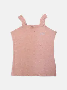 Nins Moda Peach-Coloured Solid Knitted Top