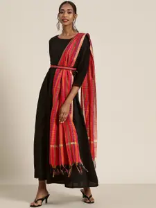 Shae by SASSAFRAS Black & Red Ethnic A-Line Maxi Dress