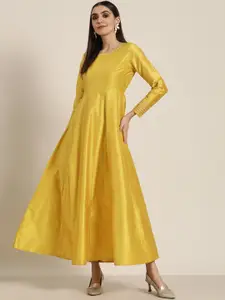 Shae by SASSAFRAS Mustard Yellow Ethnic A-Line Maxi Dress