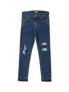 Pepe Jeans Girls Blue Skinny Fit High-Rise Mildly Distressed Cotton Jeans