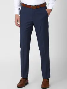 Van Heusen Men Navy Blue Checked Trousers