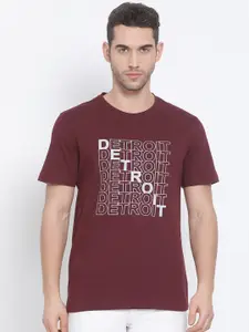 Club York Men Maroon Typography Printed T-shirt