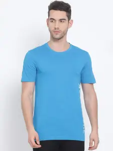 Club York Men Blue Solid Round Neck T-shirt