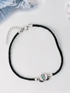 Voylla Oxidised Silver-Plated Evil Eyes Eye Motif Anklet