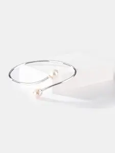 SHAYA Women Silver Pearl Cuff Bracelet