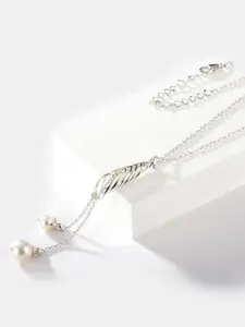 SHAYA Silver-Toned & White Sterling Silver Necklace