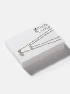 SHAYA Silver-Toned & White Sterling Silver Necklace