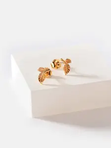 SHAYA Gold Plated Leaf Contemporary Studs Earrings