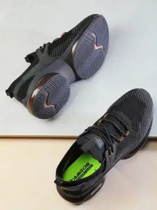 ABROS Men Black & Copper Mesh Running Shoes With Air Technology