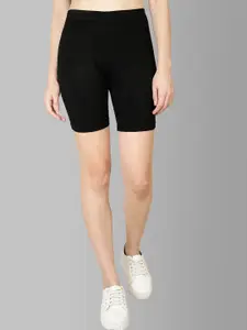 Feather Soft Elite Women Black Skinny Fit High-Rise Cycling Sports Shorts