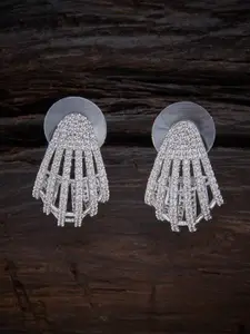 Kushal's Fashion Jewellery White & Rhodium-Plated Contemporary Studs Earrings
