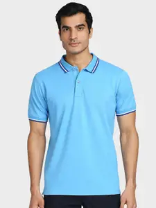 ColorPlus Men Blue Polo Collar T-shirt