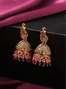 Yellow Chimes Gold-Plated Dome Shaped Jhumkas Earrings
