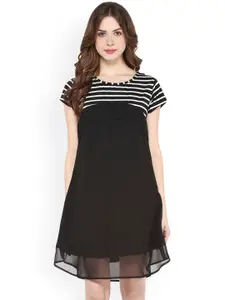 Zima Leto Women Black Striped A-Line Dress