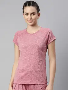 Enamor Women Pink Antimicrobial Slim Fit Yoga Athleisure T-shirt