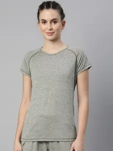 Enamor Women Green Antimicrobial Slim Fit Outdoor T-shirt