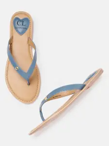 Carlton London Women Blue Solid Open Toe Flats