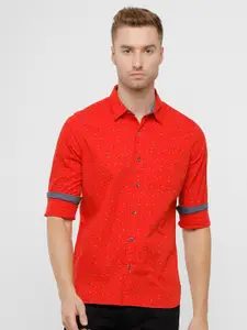 WROGN Men Red Printed Cotton Casual Shirt