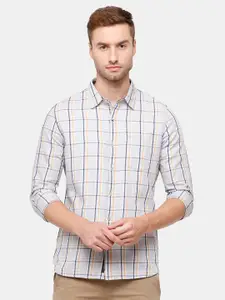 WROGN Men Grey Slim Fit Checked Cotton Casual Shirt