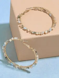 Accessorize London Women pink Raw Facet Beaded Hoops Earring