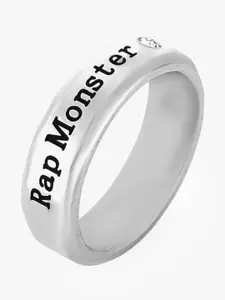 Yellow Chimes Men Silver-Toned Kpop BTS Band Rap Monster Name Finger  Ring