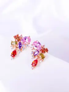 Yellow Chimes Rose Gold Contemporary Studs Earrings