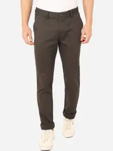JADE BLUE Men Grey Solid Slim Fit Easy Wash Cotton Trousers